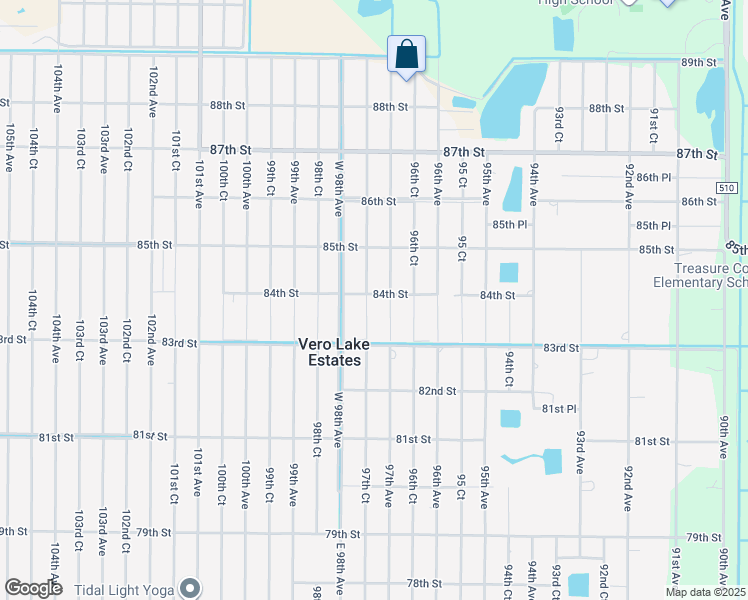 map of restaurants, bars, coffee shops, grocery stores, and more near 9755 84th Street in Vero Beach