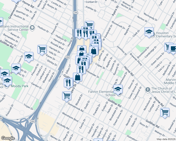 map of restaurants, bars, coffee shops, grocery stores, and more near 4346 Kilgore Street in Corpus Christi