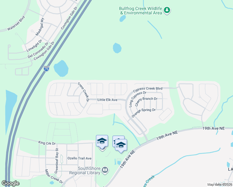 map of restaurants, bars, coffee shops, grocery stores, and more near 15422 Peach Stone Place in Ruskin