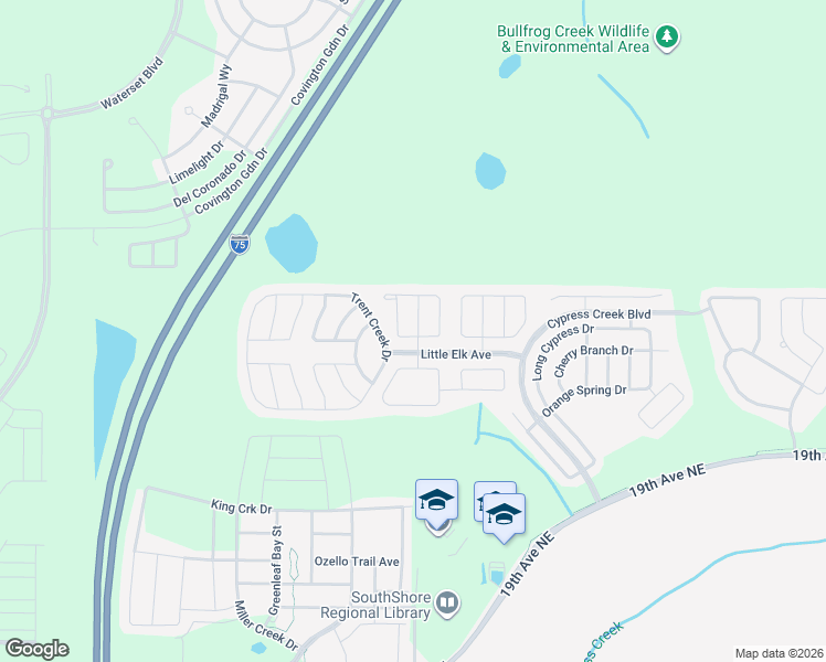 map of restaurants, bars, coffee shops, grocery stores, and more near 15419 Quail Woods Place in Ruskin