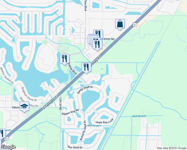 map of restaurants, bars, coffee shops, grocery stores, and more near 5416 Hammock View Lane in Apollo Beach