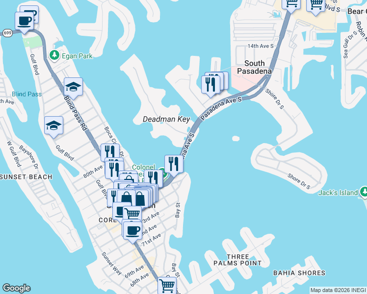 map of restaurants, bars, coffee shops, grocery stores, and more near 15003 Corey Causeway in South Pasadena