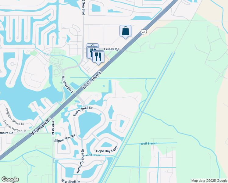 map of restaurants, bars, coffee shops, grocery stores, and more near 5406 Conch Shell Place in Apollo Beach