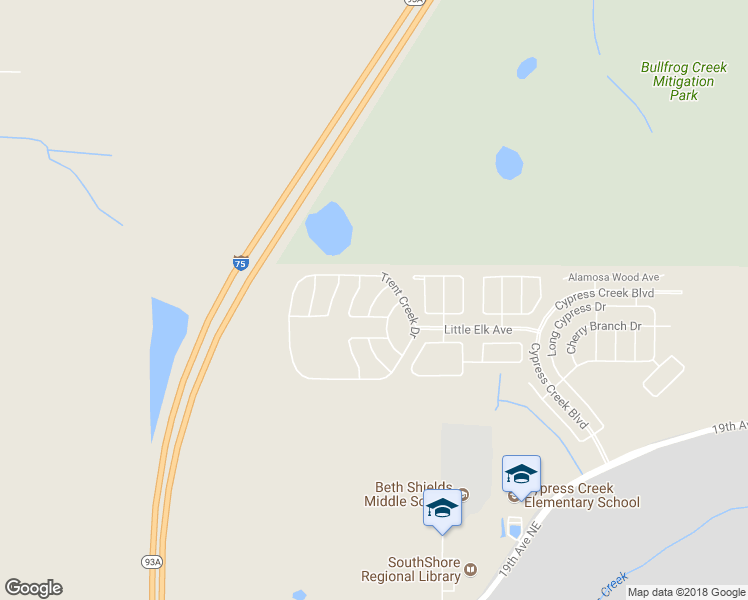 map of restaurants, bars, coffee shops, grocery stores, and more near Lost Creek Lane in Sun City Center