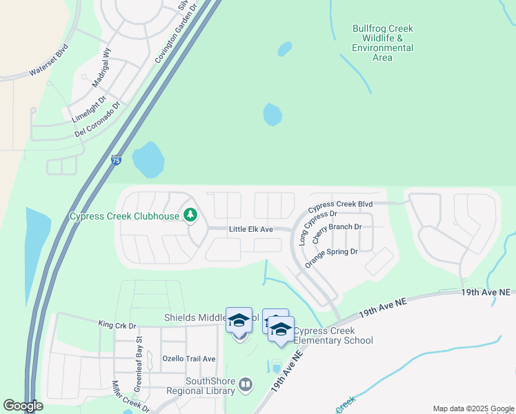 map of restaurants, bars, coffee shops, grocery stores, and more near 7529 Maroon Peak Drive in Ruskin