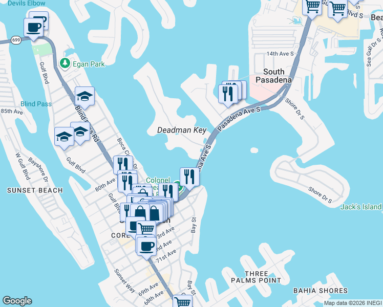 map of restaurants, bars, coffee shops, grocery stores, and more near 15003 Corey Causeway in South Pasadena