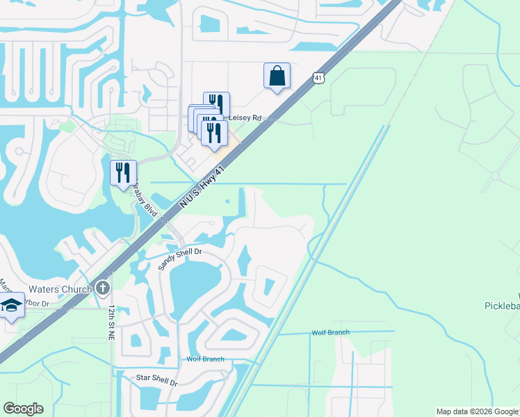 map of restaurants, bars, coffee shops, grocery stores, and more near 5402 Conch Shell Place in Apollo Beach