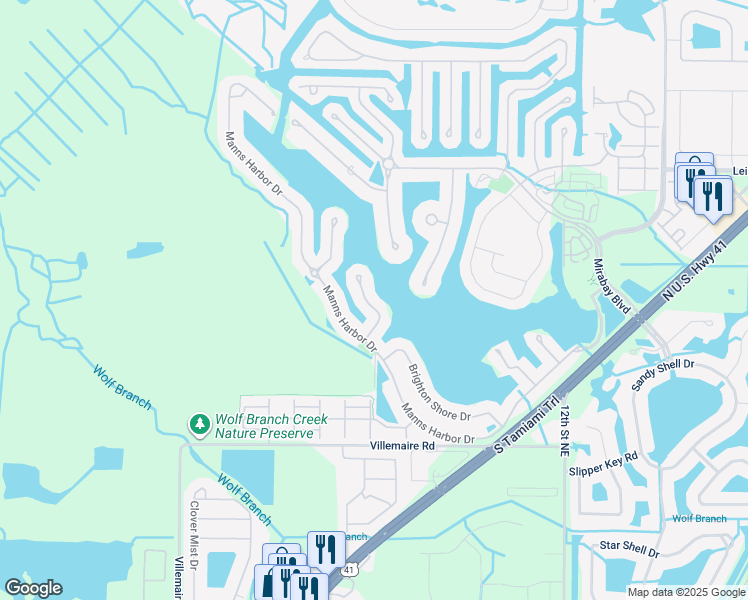 map of restaurants, bars, coffee shops, grocery stores, and more near 5319 Loon Nest Court in Apollo Beach