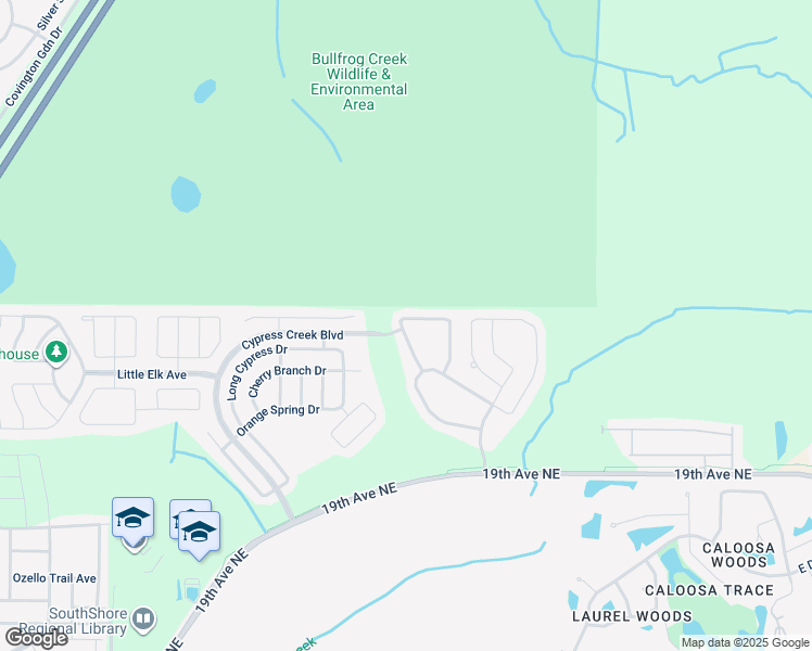 map of restaurants, bars, coffee shops, grocery stores, and more near 15401 Broad Brush Drive in Ruskin