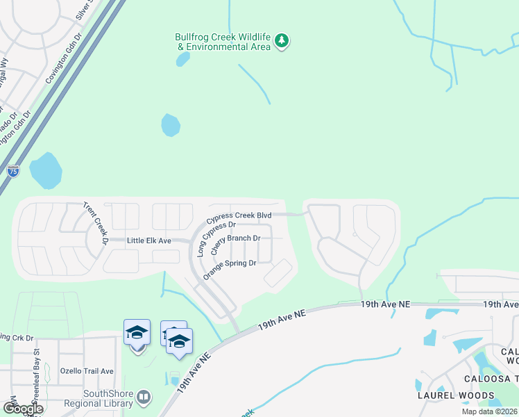 map of restaurants, bars, coffee shops, grocery stores, and more near 8125 Alamosa Wood Avenue in Ruskin