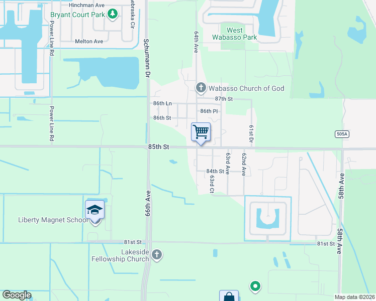 map of restaurants, bars, coffee shops, grocery stores, and more near 6441 85th Street in Vero Beach