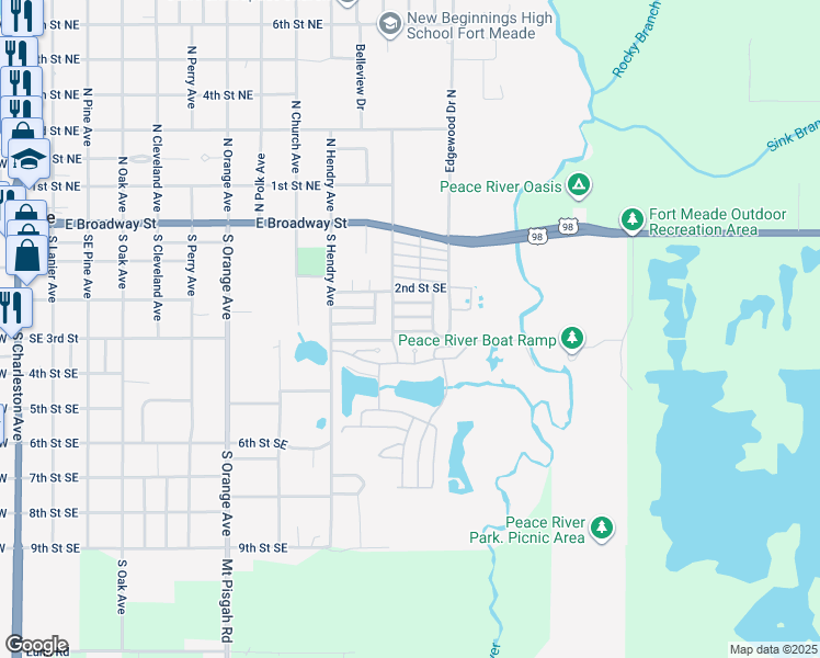 map of restaurants, bars, coffee shops, grocery stores, and more near 1017 Wisconsin Street in Fort Meade
