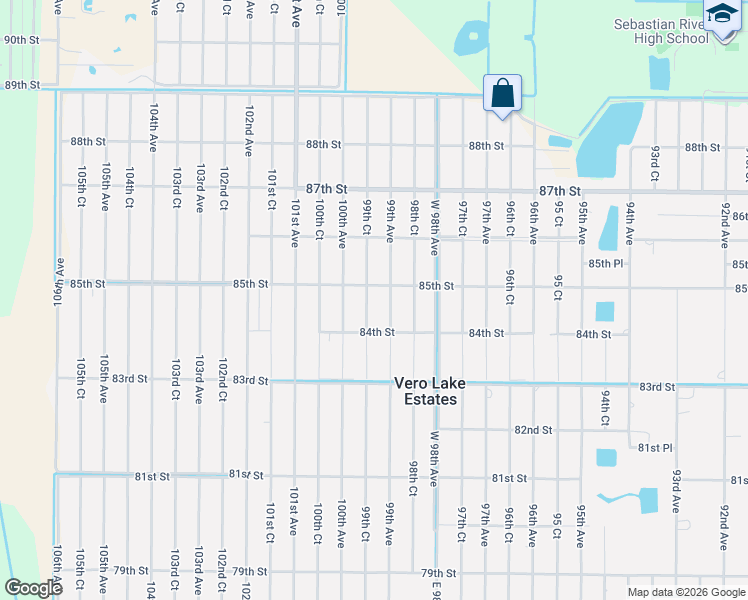map of restaurants, bars, coffee shops, grocery stores, and more near 8466 99th Court in Vero Beach