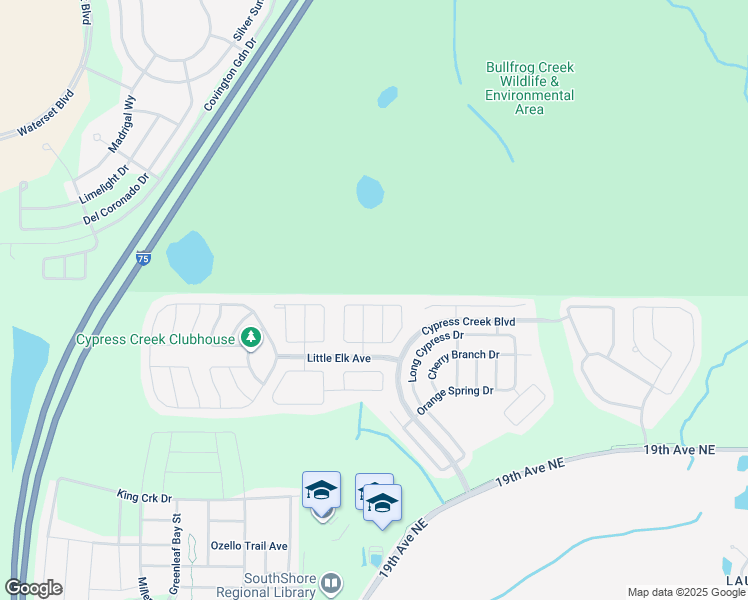 map of restaurants, bars, coffee shops, grocery stores, and more near 7608 Maroon Peak Drive in Ruskin