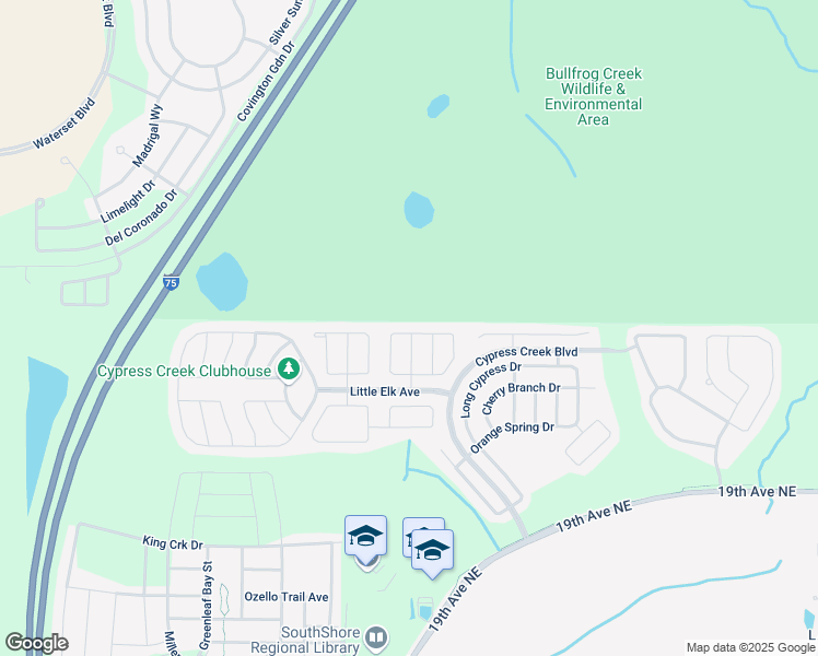 map of restaurants, bars, coffee shops, grocery stores, and more near 7556 Maroon Peak Drive in Ruskin