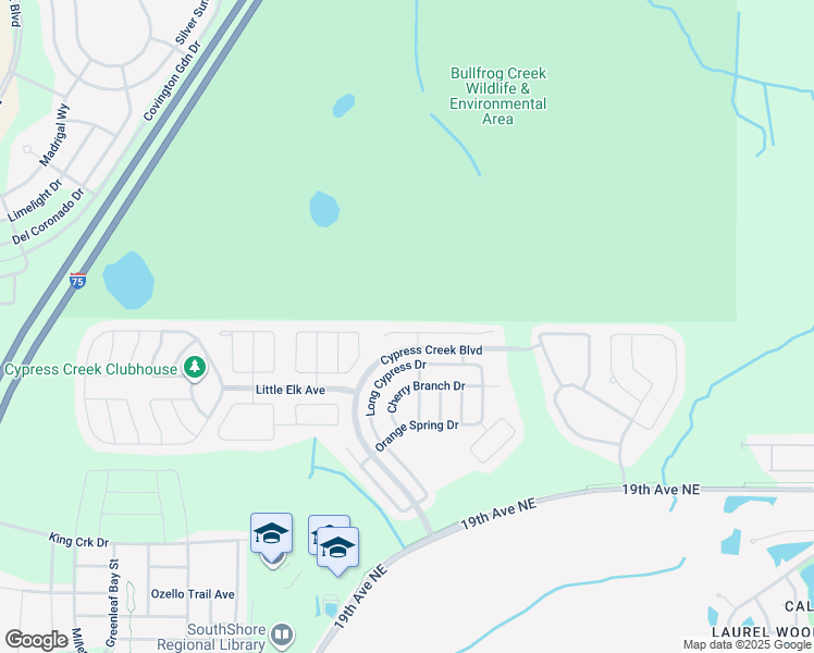 map of restaurants, bars, coffee shops, grocery stores, and more near 8018 Alamosa Wood Avenue in Ruskin