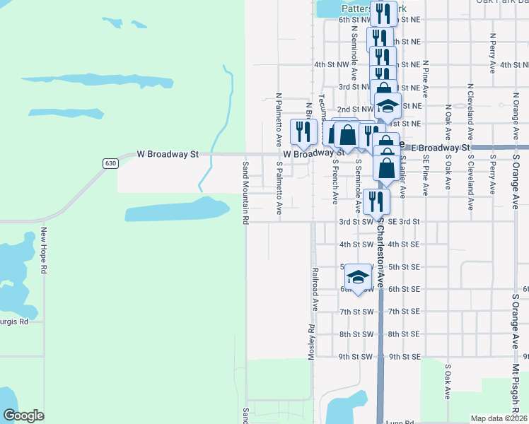 map of restaurants, bars, coffee shops, grocery stores, and more near 517 3rd Court Southwest in Fort Meade