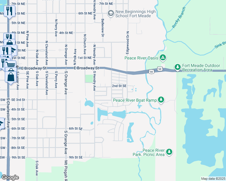 map of restaurants, bars, coffee shops, grocery stores, and more near 1017 Wisconsin Street in Fort Meade