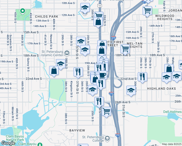 map of restaurants, bars, coffee shops, grocery stores, and more near in St. Petersburg