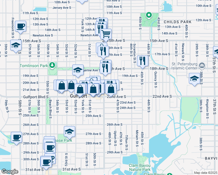 map of restaurants, bars, coffee shops, grocery stores, and more near in Pinellas County