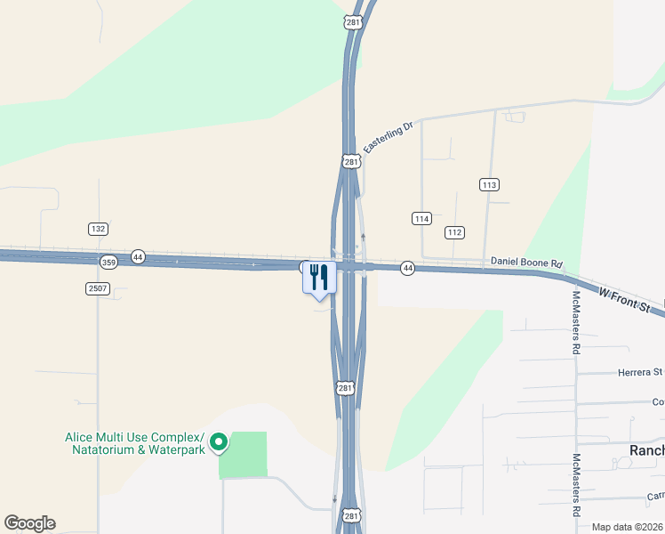 map of restaurants, bars, coffee shops, grocery stores, and more near 2822 Texas 359 in Alice