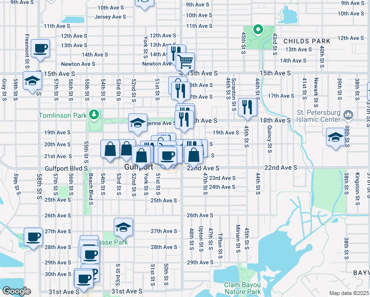 map of restaurants, bars, coffee shops, grocery stores, and more near in Pinellas County