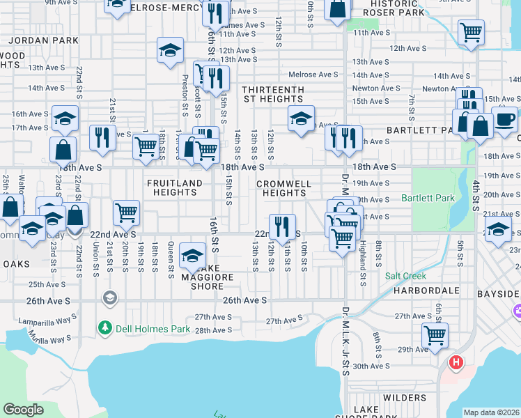 map of restaurants, bars, coffee shops, grocery stores, and more near in St. Petersburg