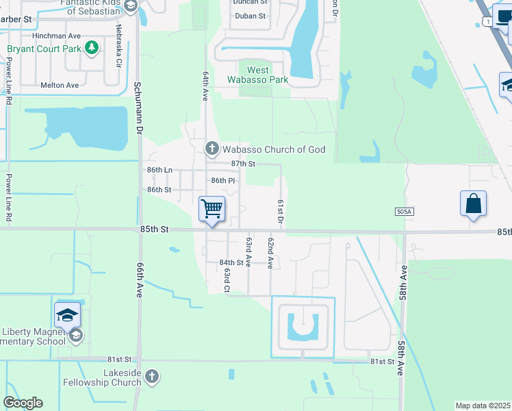 map of restaurants, bars, coffee shops, grocery stores, and more near 8560 63rd Avenue in Vero Beach