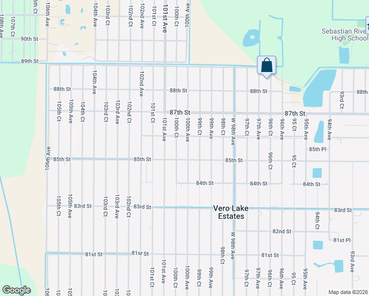 map of restaurants, bars, coffee shops, grocery stores, and more near 8545 100th Avenue in Vero Beach