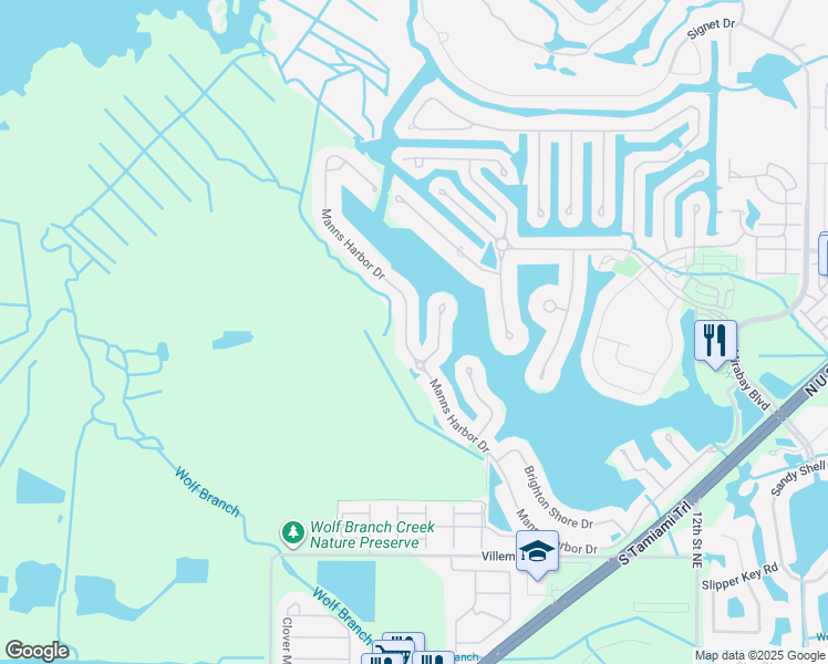 map of restaurants, bars, coffee shops, grocery stores, and more near 715 Manns Harbour Drive in Apollo Beach