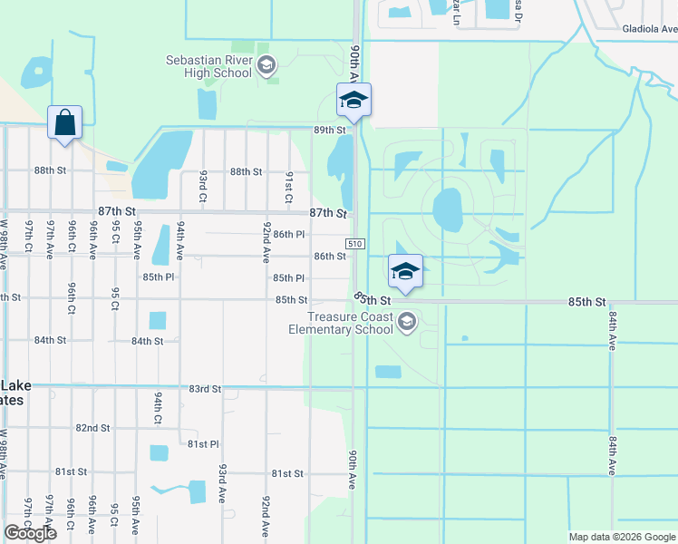 map of restaurants, bars, coffee shops, grocery stores, and more near 9036 85th Place in Vero Beach