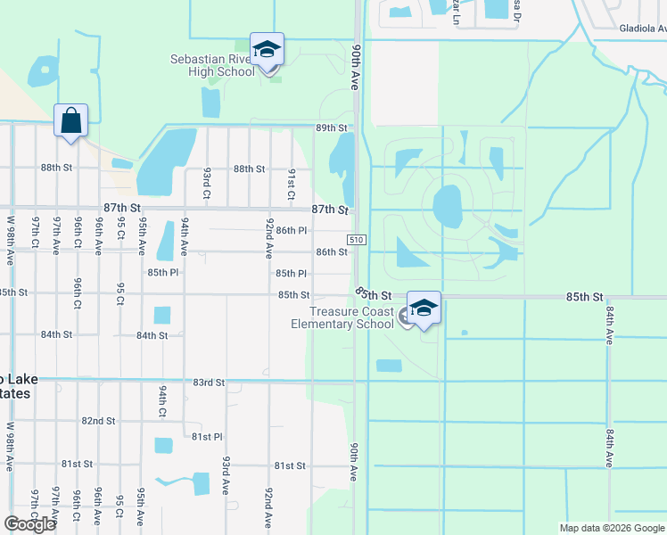 map of restaurants, bars, coffee shops, grocery stores, and more near 9036 85th Place in Vero Beach