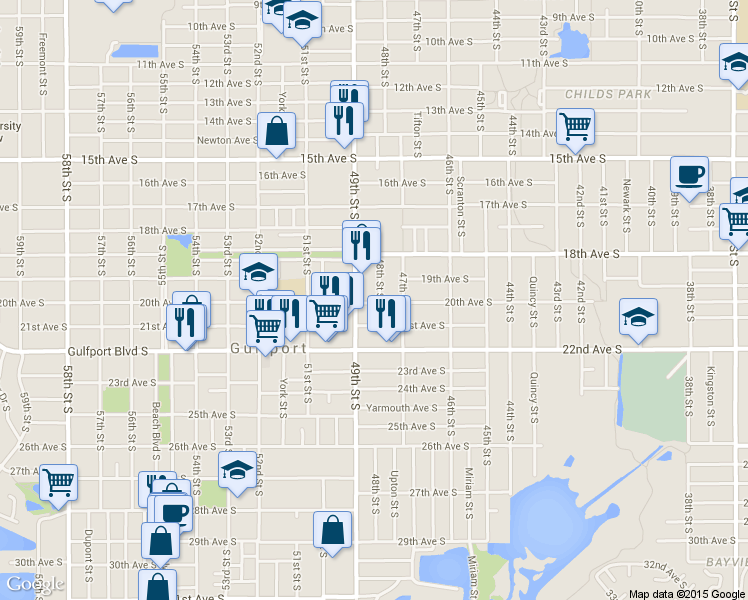 map of restaurants, bars, coffee shops, grocery stores, and more near in Pinellas County