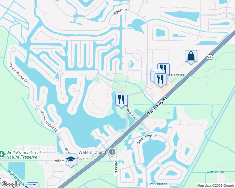 map of restaurants, bars, coffee shops, grocery stores, and more near 5505 Cafrey Place in Apollo Beach