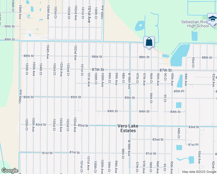 map of restaurants, bars, coffee shops, grocery stores, and more near 8556 99th Court in Vero Beach