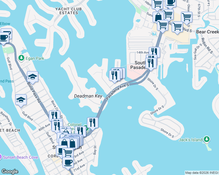map of restaurants, bars, coffee shops, grocery stores, and more near 3333 Pasadena Avenue South in South Pasadena