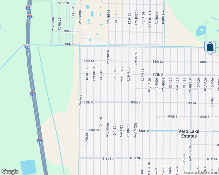 map of restaurants, bars, coffee shops, grocery stores, and more near 8616 104th Avenue in Vero Beach