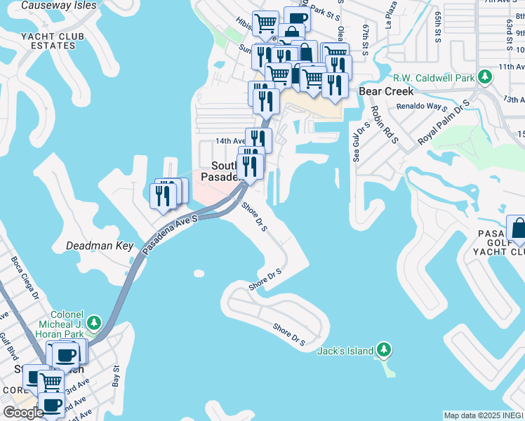 map of restaurants, bars, coffee shops, grocery stores, and more near 1740 Harbor Place in South Pasadena