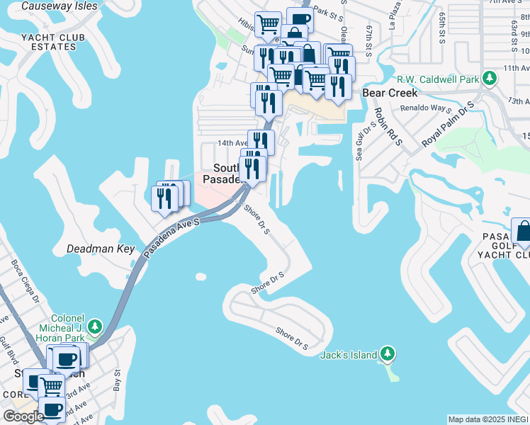 map of restaurants, bars, coffee shops, grocery stores, and more near 1740 Harbor Place in South Pasadena