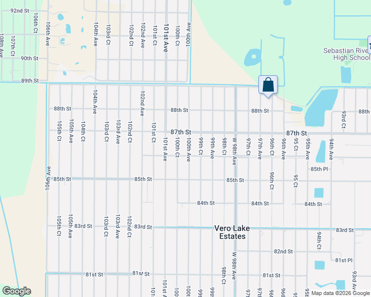 map of restaurants, bars, coffee shops, grocery stores, and more near 8635 100th Avenue in Vero Beach