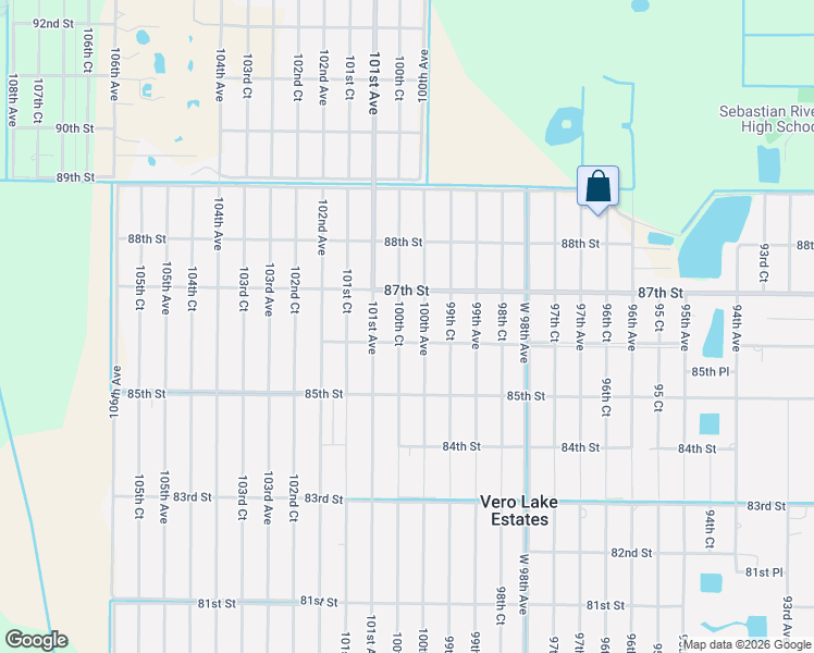 map of restaurants, bars, coffee shops, grocery stores, and more near 8635 100th Avenue in Vero Beach