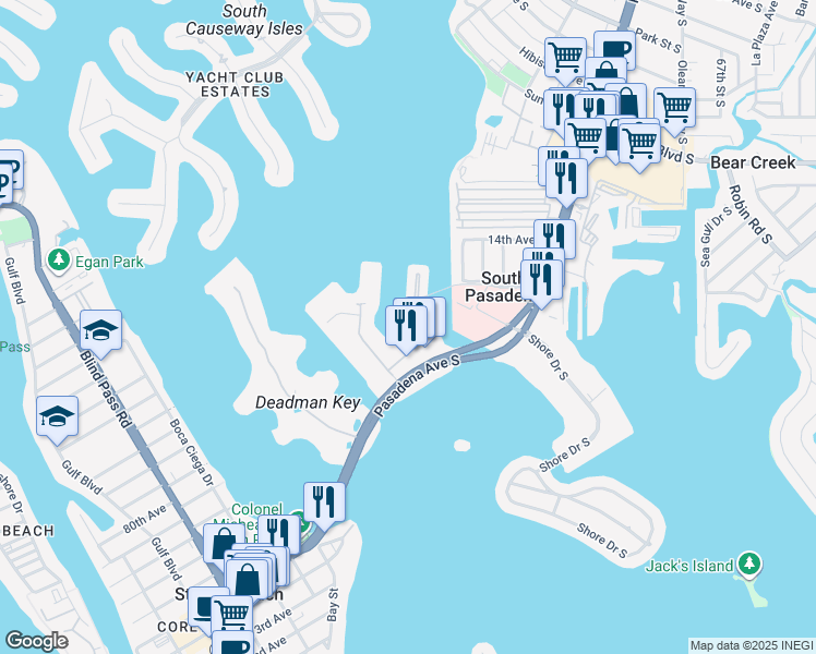 map of restaurants, bars, coffee shops, grocery stores, and more near 2525 Pasadena Avenue South in South Pasadena