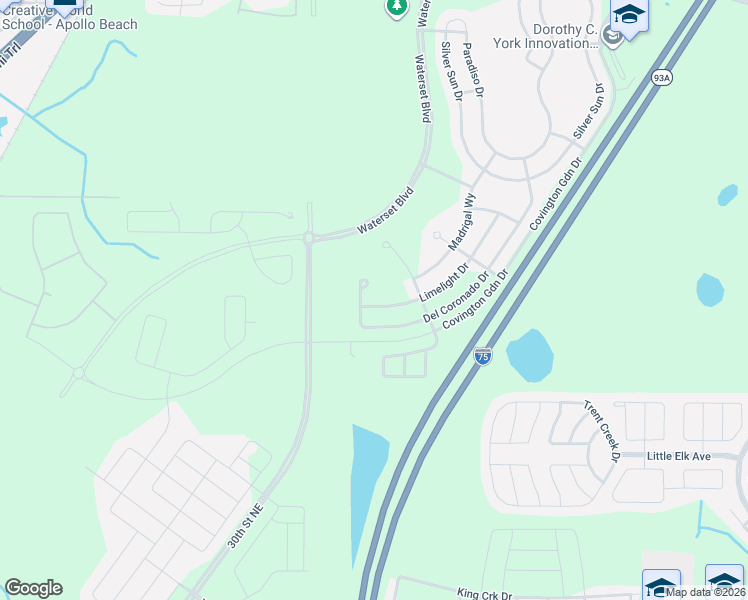 map of restaurants, bars, coffee shops, grocery stores, and more near State Highway 93A in Apollo Beach
