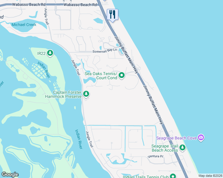 map of restaurants, bars, coffee shops, grocery stores, and more near 8731 Sable Oak Court in Vero Beach