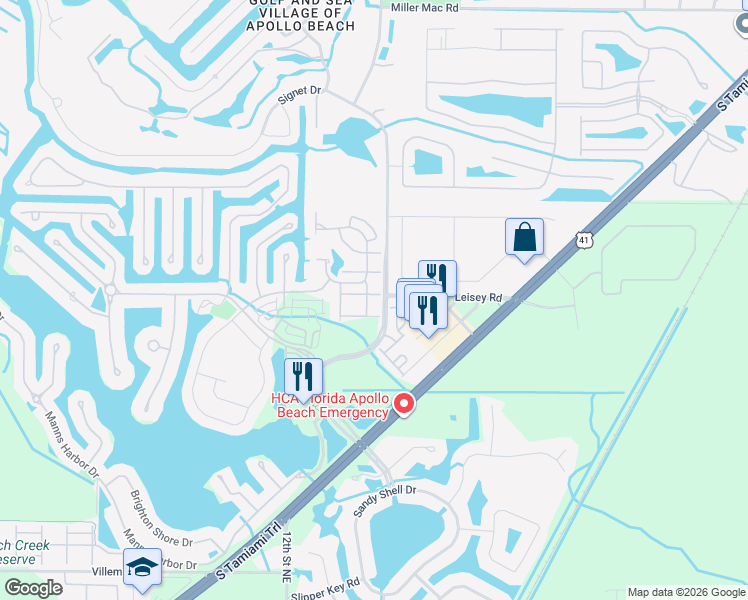 map of restaurants, bars, coffee shops, grocery stores, and more near 206 Summerside Court in Apollo Beach