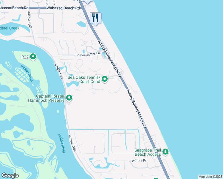 map of restaurants, bars, coffee shops, grocery stores, and more near 1295 Winding Oaks Circle East in Vero Beach