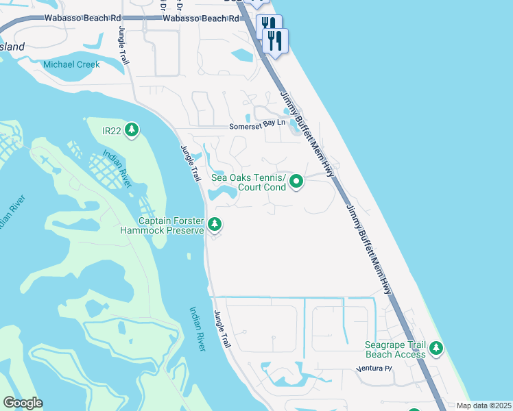 map of restaurants, bars, coffee shops, grocery stores, and more near 1532 Orchid Drive in Vero Beach