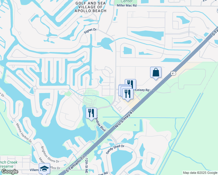 map of restaurants, bars, coffee shops, grocery stores, and more near 5502 Golden Isles Drive in Tampa