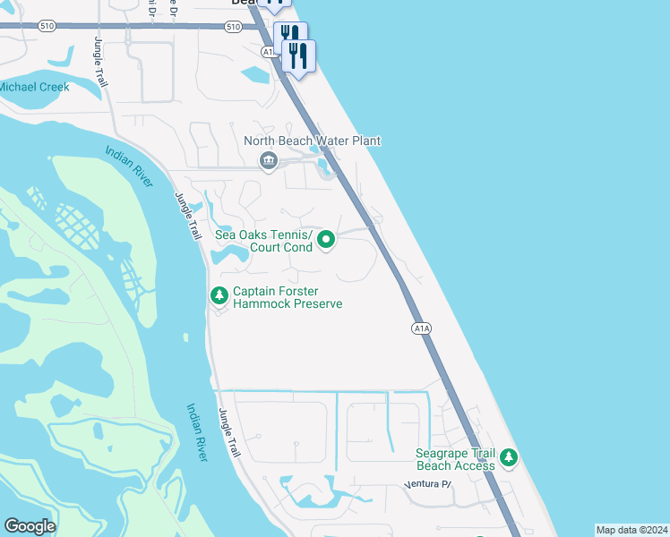 map of restaurants, bars, coffee shops, grocery stores, and more near 1340 Winding Oaks Circle West in Vero Beach