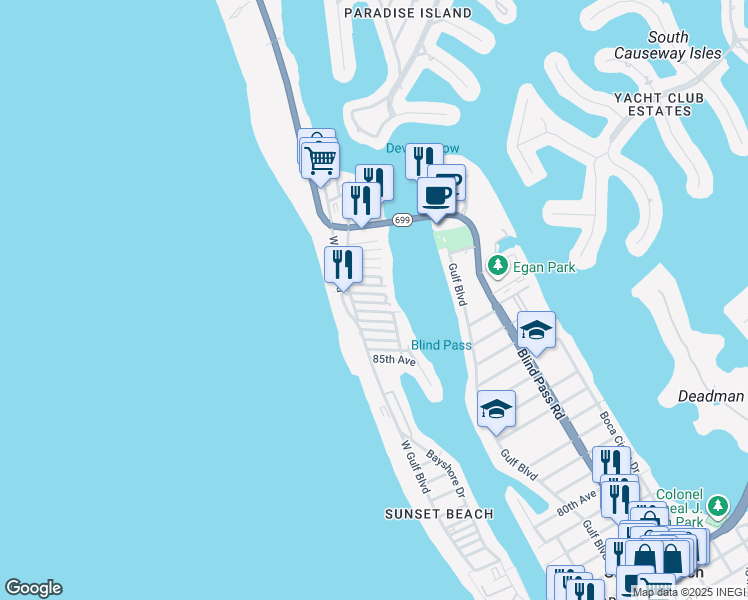 map of restaurants, bars, coffee shops, grocery stores, and more near 118 88th Avenue in Treasure Island